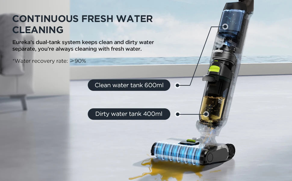 EUREKA NEW400 Cordless Wet Dry Cordless Vacuum Cleaner, Lightweight, Smart Cordless Vacuum Cleaner and Mop, Self-Cleaning