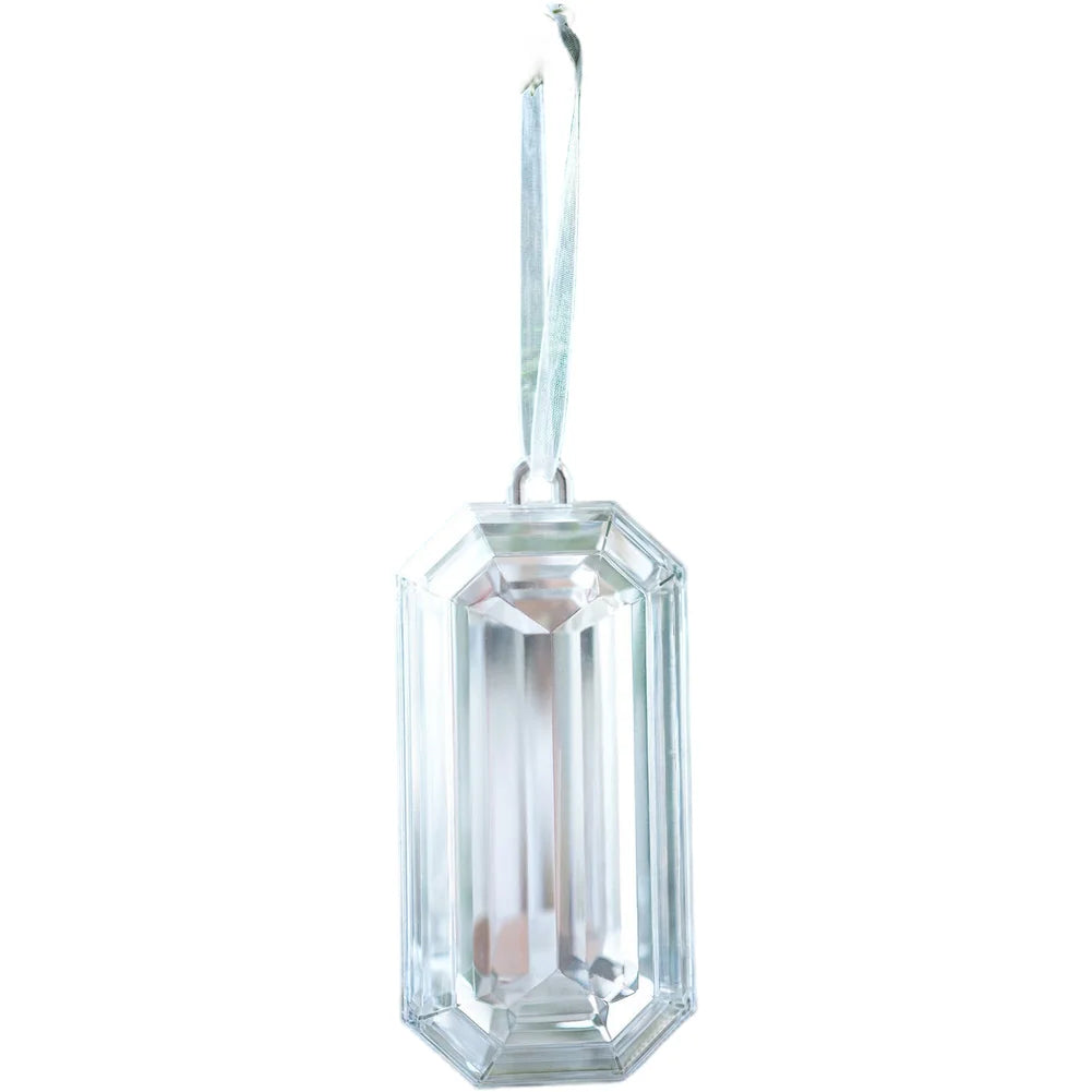 Plastic Square Gemstone Pendant Ornament Featuring Snowflake Pattern for Christmas Tree Hanging and Holiday Decoration