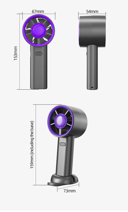 Mini Handheld Fan USB Fast Charging Portable Air Calculating Fan Mute Personal Highspeed Fan for Travel Outdoor Activities