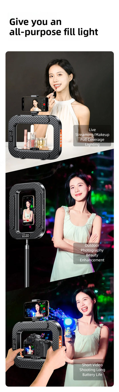 Portable Handheld Ring LED Light New Rabbit Cage Lighting Photography Lamp for Mobile Live Broadcast Selfie Light Decoration