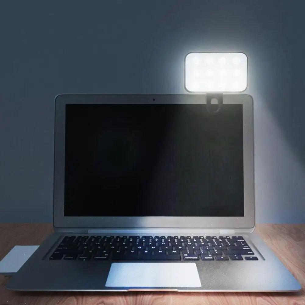 Portable Mini LED Selfie Fill Light 3 Modes Adjustable Brightness Rechargeable Clip On For Mobile Phone Laptops Live Video Light