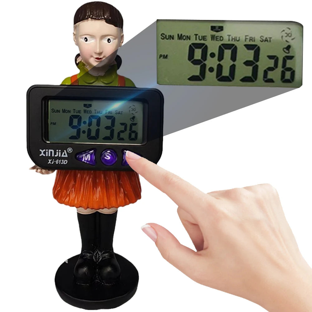 Korean Movie Resin Doll Game Accessories Digital Clock Desktop Decoration Bedroom Electronic Alarm Clock for TV Drama Fans