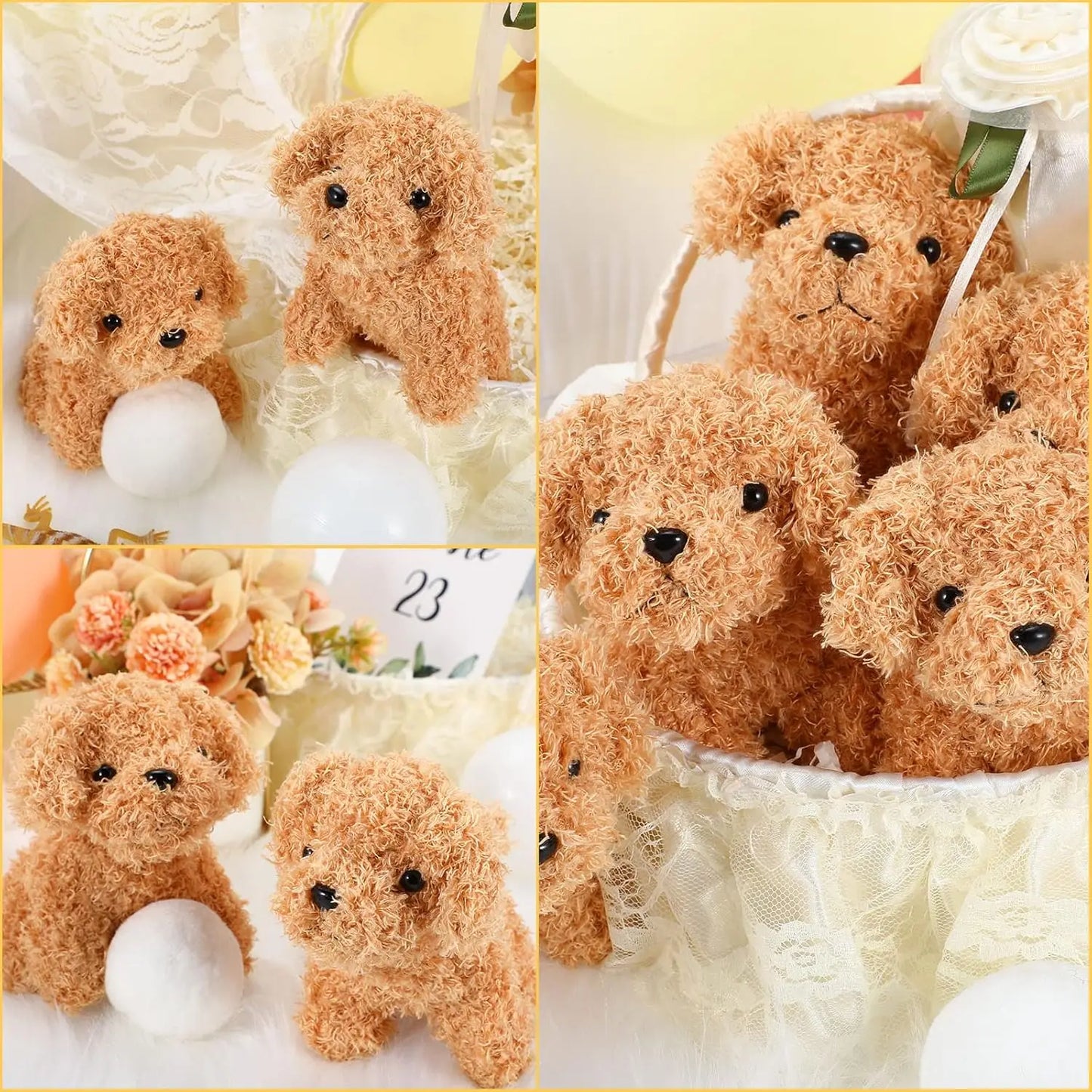 12-24PCS Teddy Dog Plush Toys Stuffed Puppy Dogs Soft Poodle Doll Animal Pet Toy for Adopt a Puppy Party Favors Birthday Gfits