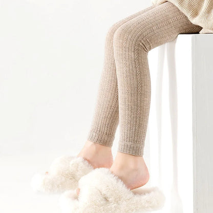 Girls Leggings Tights - Knitted Cotton Solid Color Pantyhose for Kids Spring Autumn