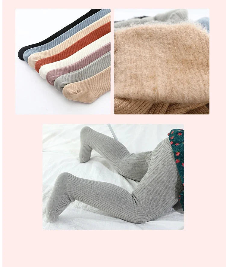 Girls Winter Tights - Thick Warm Cotton Pantyhose for Toddlers & Kids 0-6 Years