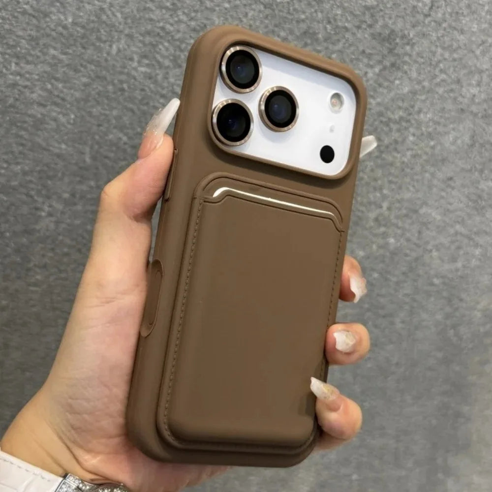 Luxury Magnetic Liquid Silicone Phone Case for IPhone 16 17 15 14 13 12 11 Pro Max with Magsafe Card Bag Wallet Shockproof Cover