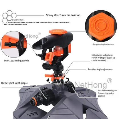 360° Water Sprinkler Lawn Irrigation Automatic Rotating For Garden Watering UK