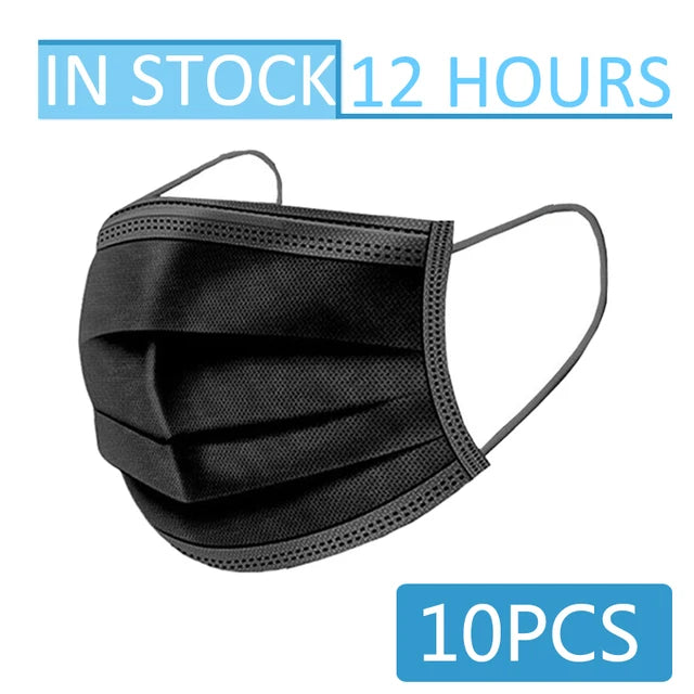 Black Disposable Mask Industrial 3 Layer Ply Filter Mask Adult Adjustable Mouth Face Masks Mascarillas Quirurgicas Homologadas