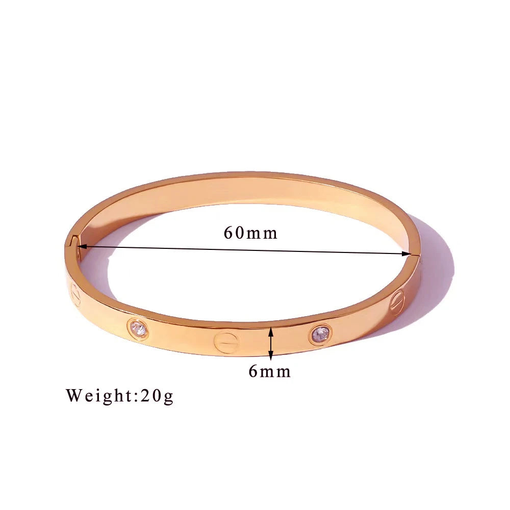 Classic Design Stainless Steel Rose Gold Color Smooth Metal Bracelet for Women's Non Fading Jewelry Trendy Explosive Accessories