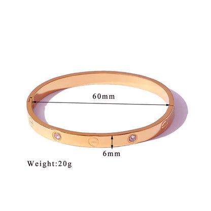 Classic Design Stainless Steel Rose Gold Color Smooth Metal Bracelet for Women's Non Fading Jewelry Trendy Explosive Accessories