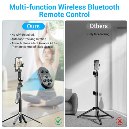 1.8m Extendable Auto Face Tracking Selfie Stick Tripod 360° Rotation Phone Stand with Wireless Remote for Tiktok YouTube Vlog