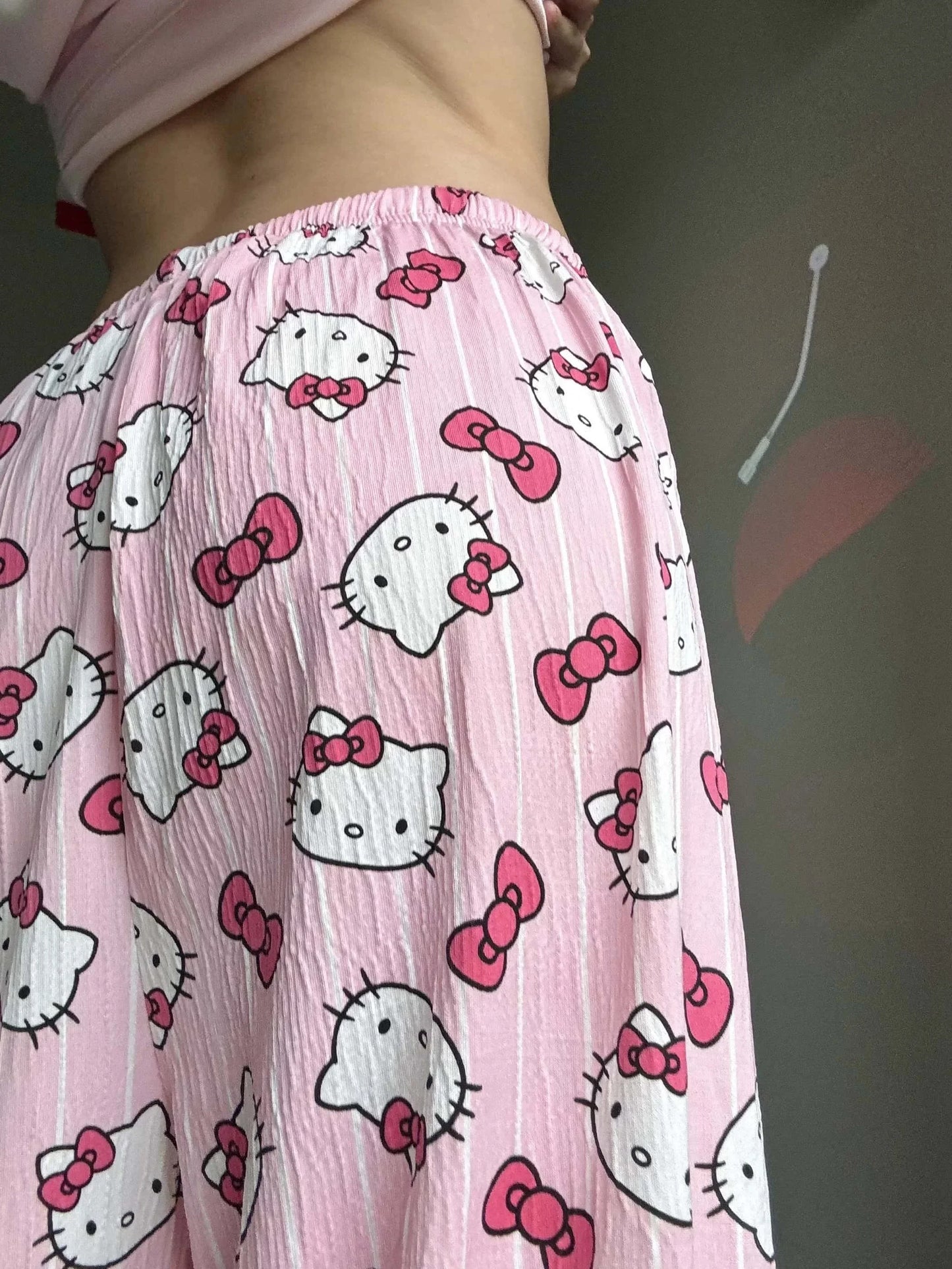 Hello Kitty Summer Pajama Pants Anime Cartoon Sanrio Home Pants Couple Home Sleepwear Student Trousers Leisure Home Loungewear