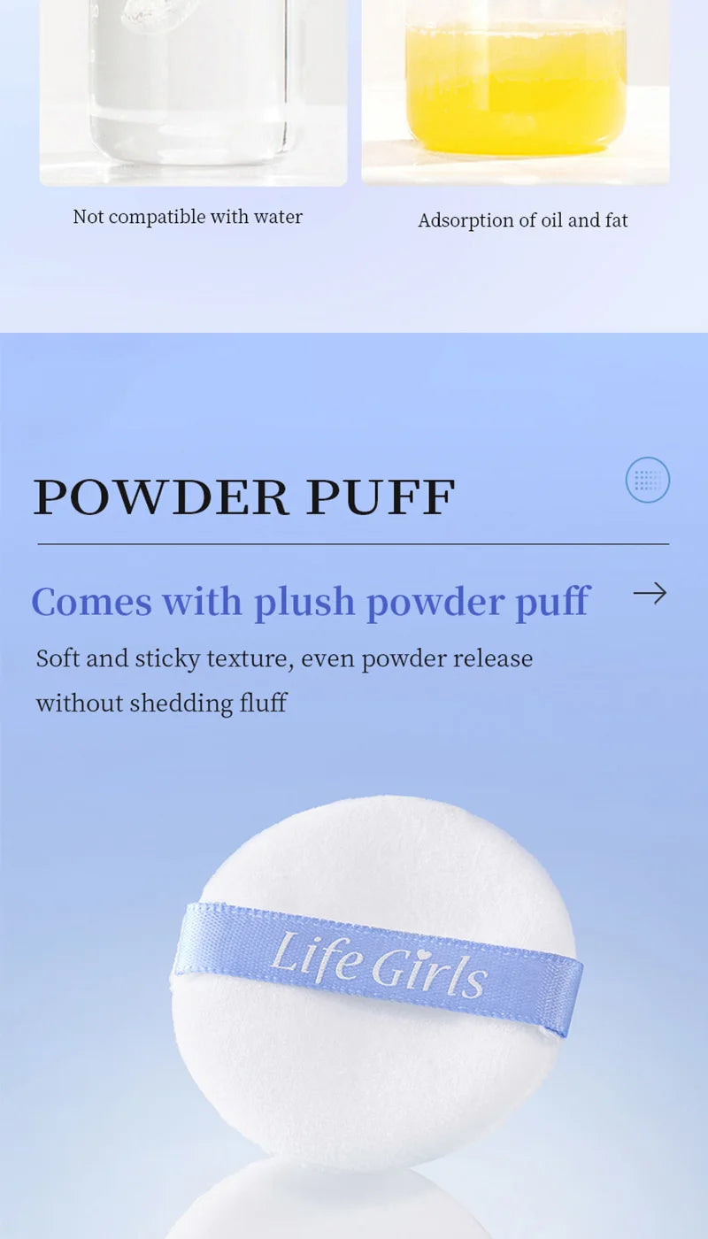 Life Girls Skin Tone Waterproof, Sweat-Proof Powder, Naturally Brightens, Conceals Concealer, Soft and Smooth, Natural and Transparent, Transparent Makeup, Self-Puff