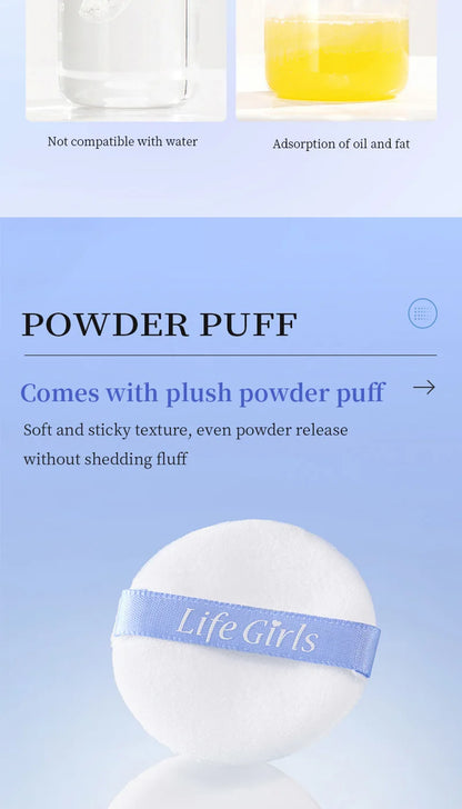 Life Girls Skin Tone Waterproof, Sweat-Proof Powder, Naturally Brightens, Conceals Concealer, Soft and Smooth, Natural and Transparent, Transparent Makeup, Self-Puff