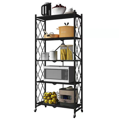 Folding Trolley Cart Shelf Storage Rack Rolling Office Wheels Metal 3/4/5 Tier