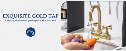 ROBOTIME Wooden Play Kitchen Toy Kitchen Set with Ice Maker and Coffee Machine Realistic Kitchen Set Gift for Toddlers