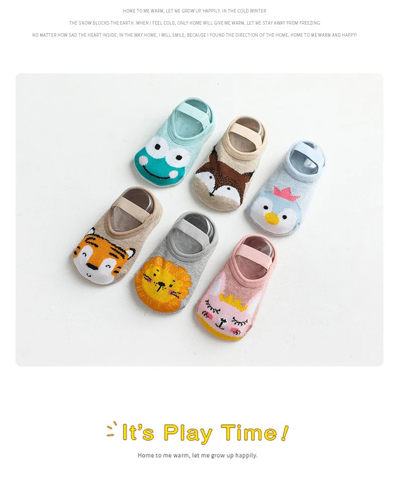 Spring Anti Slip Baby Socks Toddler Kids Floor Socks with Rubber Soles Autumn Newborn Baby Boy Girl Cartoon Cute Ball Warm Socks