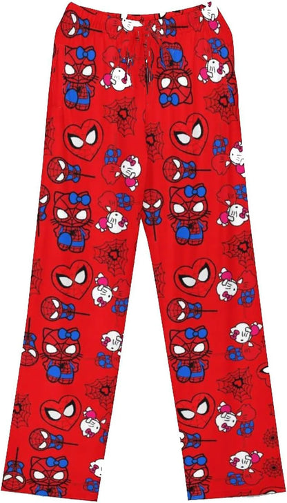Hello Kitty Spider-man Cotton Loose Ladies Pajama Pants Pyjama Trousers Women Men Cartoon Sleep Bottoms Lounge Wear Girl Sleep