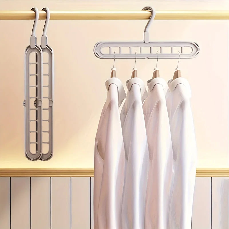 3-Pack Space Saving Foldable Hangers - Heavy Duty 9-Hole Plastic Clothes Organizer for Closet & Wardrobe