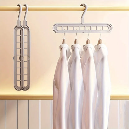 3-Pack Space Saving Foldable Hangers - Heavy Duty 9-Hole Plastic Clothes Organizer for Closet & Wardrobe