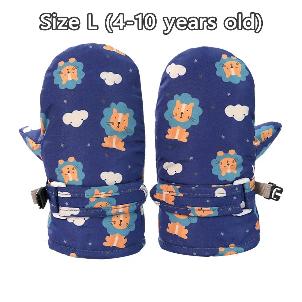 Kids Winter Ski Gloves - Waterproof Cartoon Mittens for Boys & Girls Age 4-6