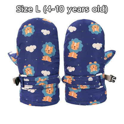 Kids Winter Ski Gloves - Waterproof Cartoon Mittens for Boys & Girls Age 4-6