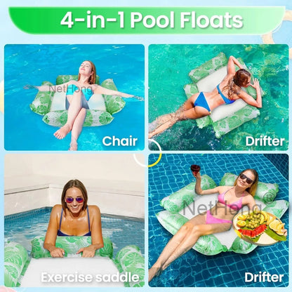 Iatable Chair 4Tube Pool Lounger Float Water Hammock Multi-Purpose