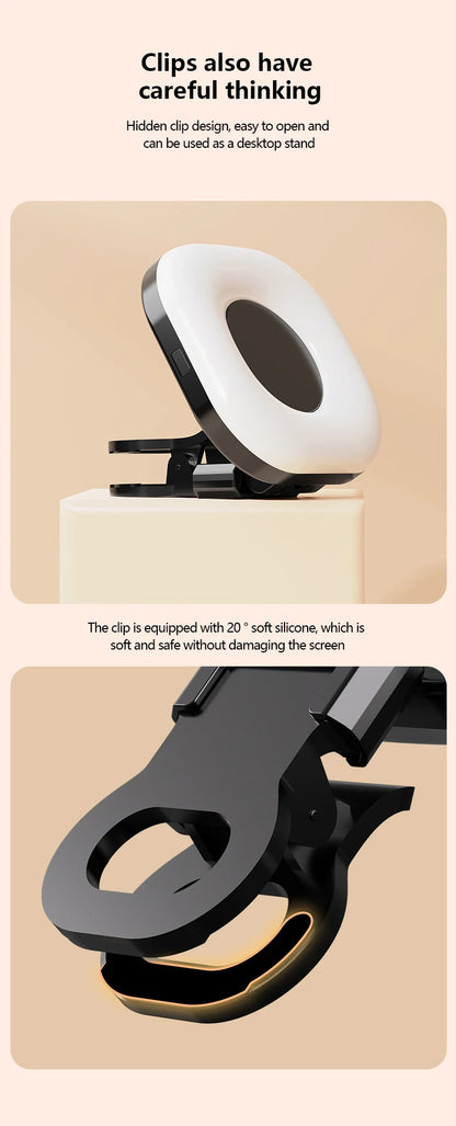 Mini LED Smartphone Selfie Fill Light 3 Modes With Adjustable Brightness Clip Portable Video Light For Tiktok Camera Mobile IPad