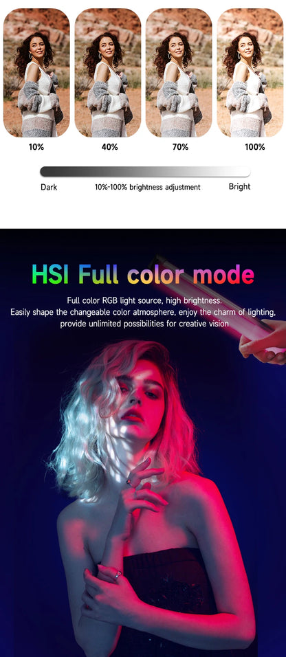 MIAOTU Handheld RGB Colorful Stick Light 30CM Handheld LED Light Wand CRI 95+ 2500K-9000K Photography Studio Lamp