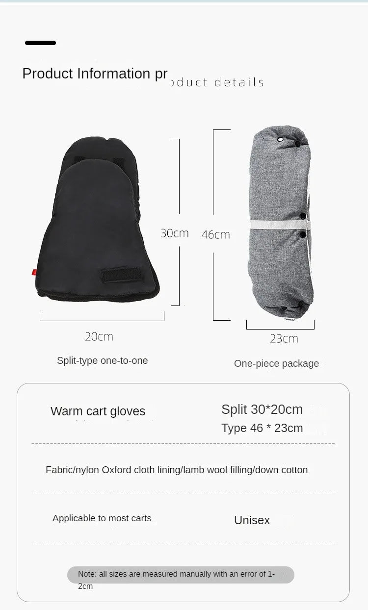 Baby Stroller Gloves Waterproof Warm Winter Antifreeze Mittens With Tissue Phone Bag Transparent Can Be Touch Screen