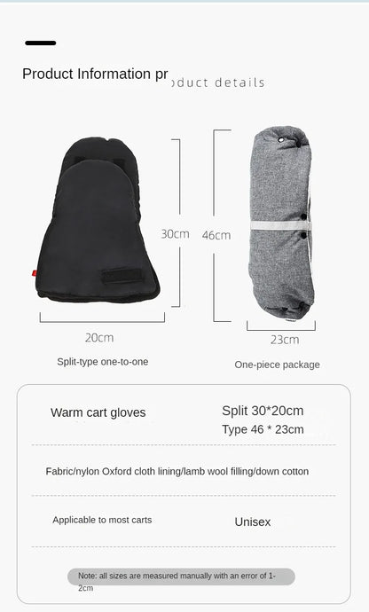 Baby Stroller Gloves Waterproof Warm Winter Antifreeze Mittens With Tissue Phone Bag Transparent Can Be Touch Screen