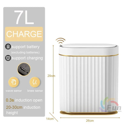 7L Automatic Sensor Trash Can for Kitchen Garbage Tin for Bathroom Light Luxury Family Living Room Cracks Smart Garbage Bin