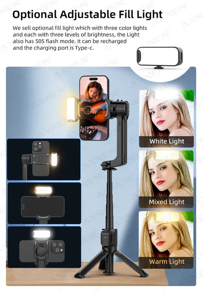 AXNEN HQ2-SE Smartphone Gimbal Stabilizer Handheld Mobile Shooting Stabilizer for Gopro Action Cameras Android iPhone Video Vlog