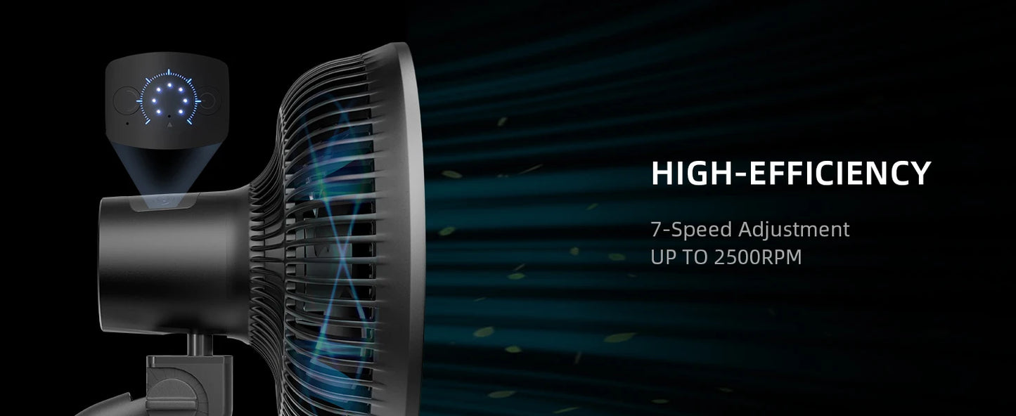 Spider Farmer 6 Inch Clip On Fan - Oscillating Grow Tent Fan 7-Speed Control | 300 CFM Airflow