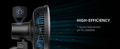 Spider Farmer 6 Inch Clip On Fan - Oscillating Grow Tent Fan 7-Speed Control | 300 CFM Airflow