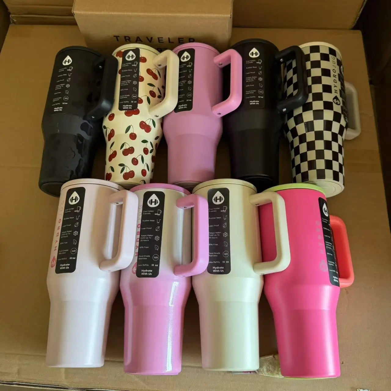 HydroJug Thermobecher 32 oz/40 oz mit Strohhalmdeckel, Edelstahl, vakuumisoliert, doppelwandig, für unterwegs