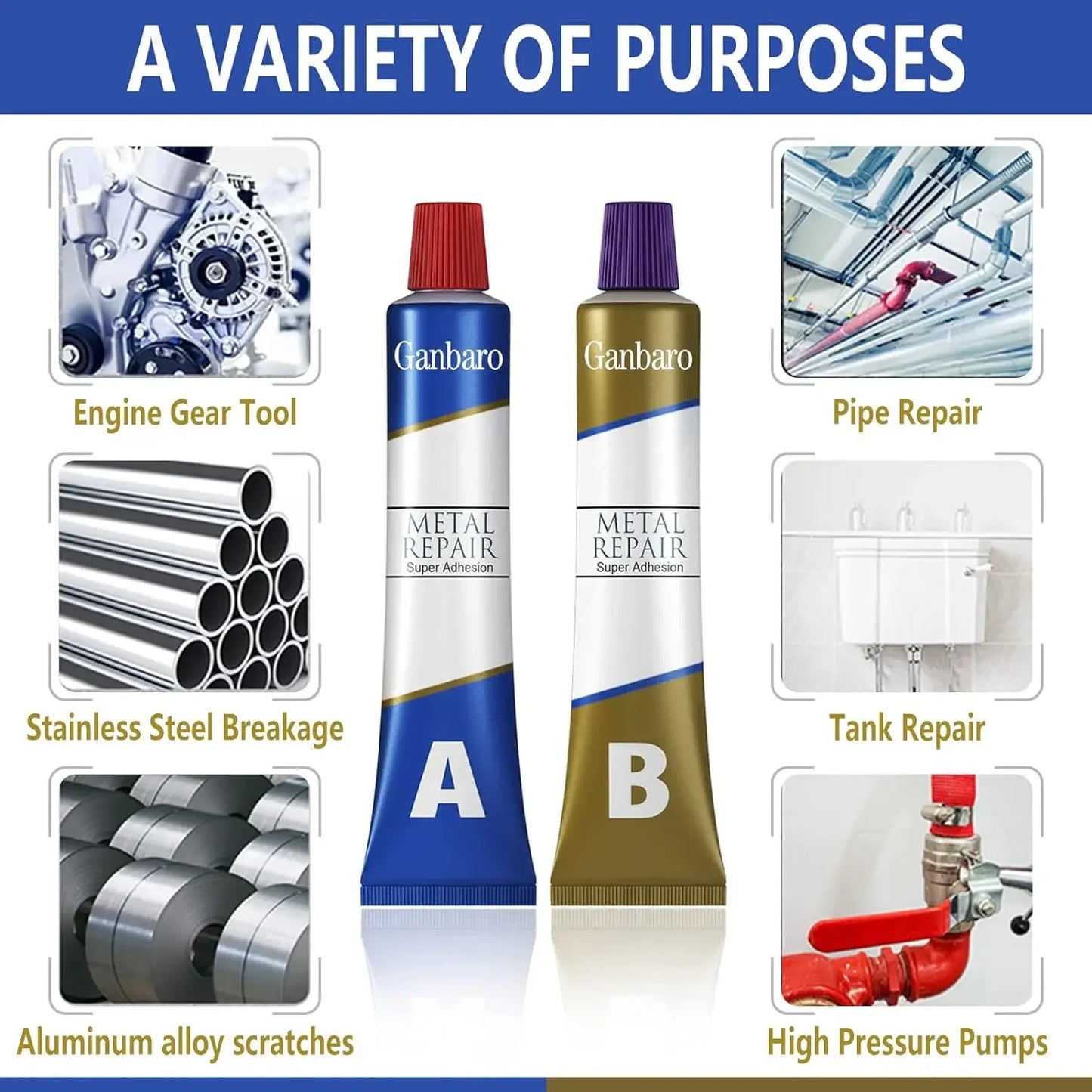 10/6/4/2Pcs Metal Repair Adhesive High Strength Bonding Sealant Weld Seam Metal Adhesive Heat Resistance Strong Casting AB Glue