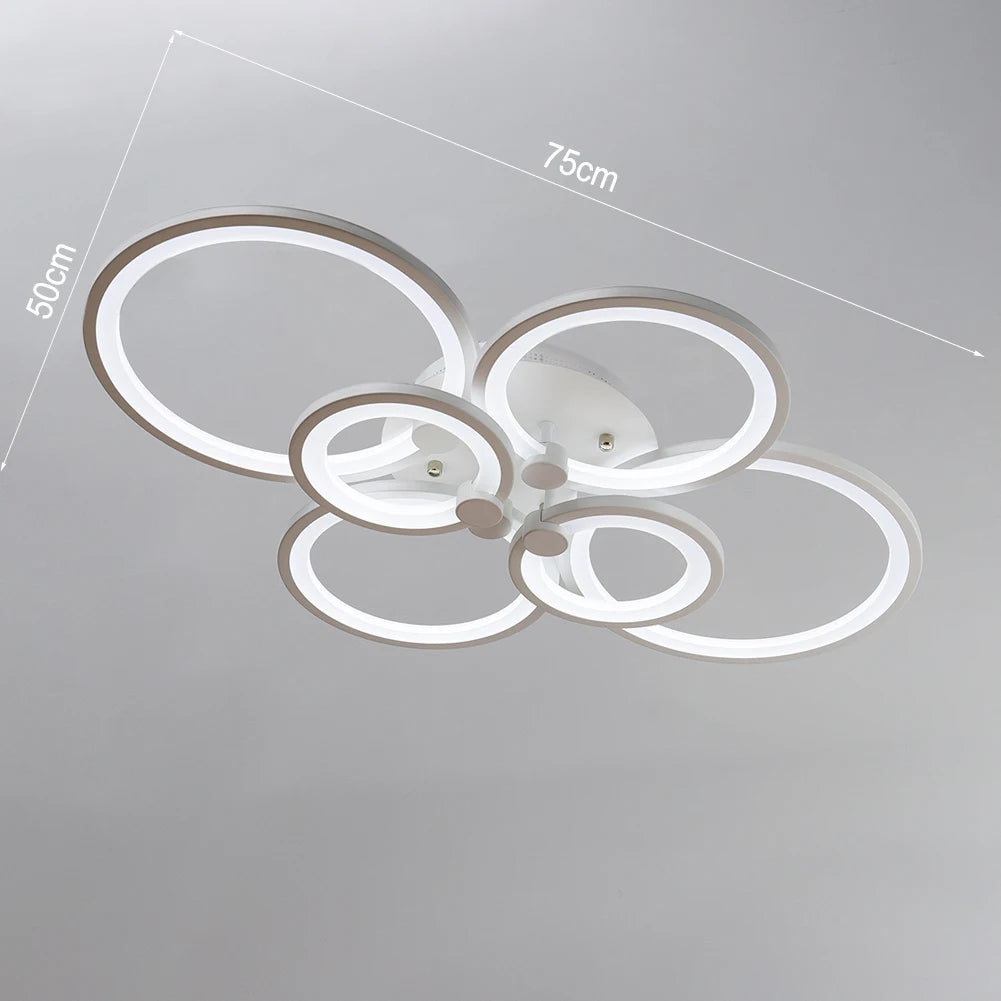 KOMORE Modern Circular LED Semi Flush Ceiling Light, 54 W/94W/142W Cool White for Nordic Decor for Office, Living Room, Bedroom