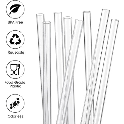 Stanley Cup Replacement Straws 40oz - 12 Pack Clear Reusable Straws with 2 Cleaning Brushes