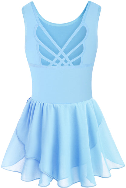 Girls Tank Ballet Leotards with Skirt Toddler Dance Dress,Cute Butterfly Hollow Back