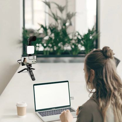 Phone Holder Photography Lighting Smartphone Video Kit Microphone LED Selfie Tripod Recording Handle Portable Stabilizer Bracket