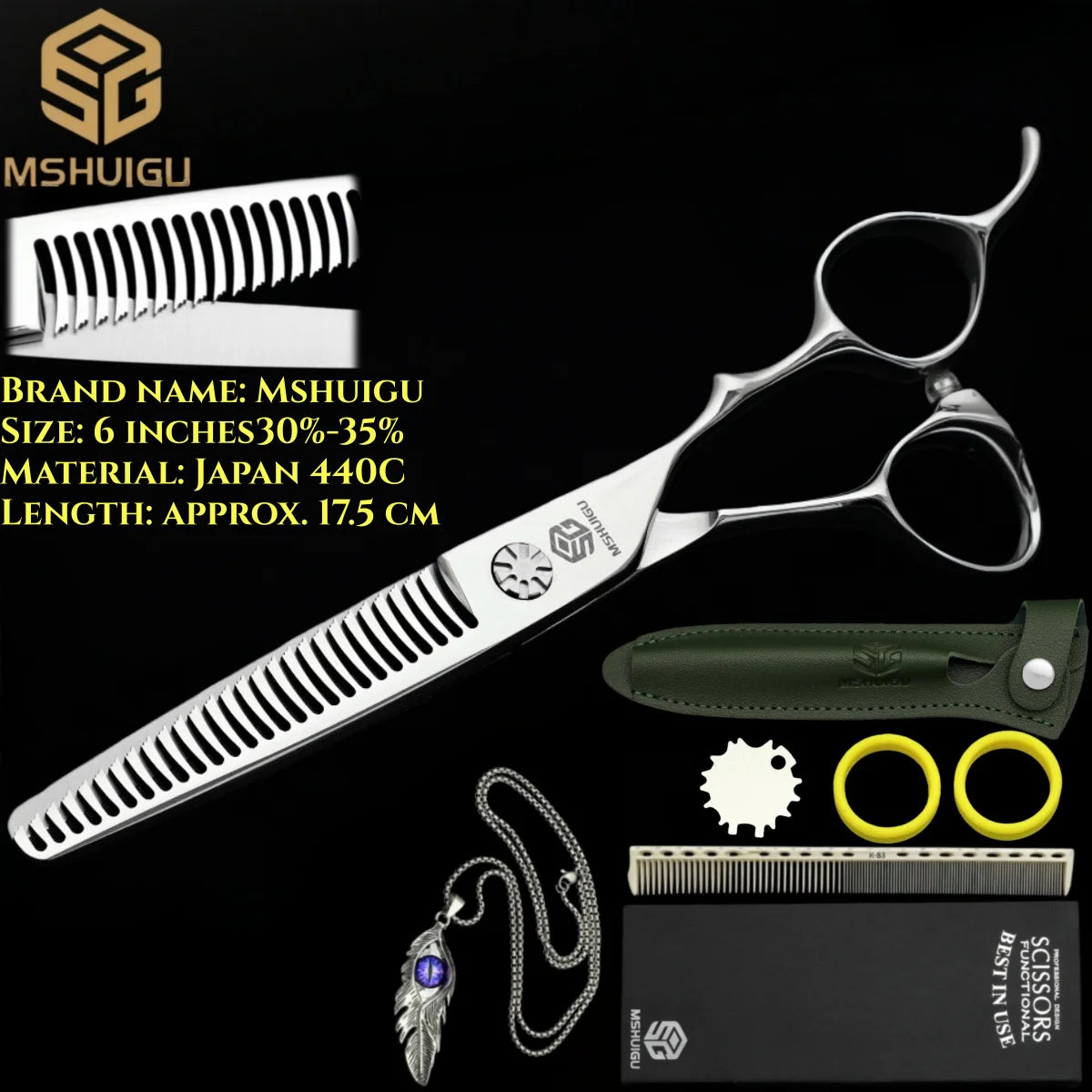 MSHUIGU professional barber Small size scissors 440C 5-5.5-6inch Multifunctional thinning shears Salon Tool Accessories
