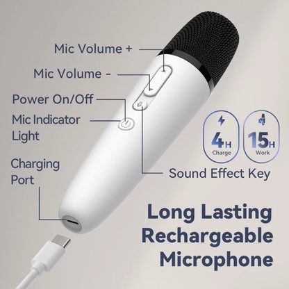 T1-테슬라 Car Karaoke Microphone, 테슬라 Rechargeable Caraoke Mic with USB-A & USB-C Receiver, Plug to Use，No Need Pair