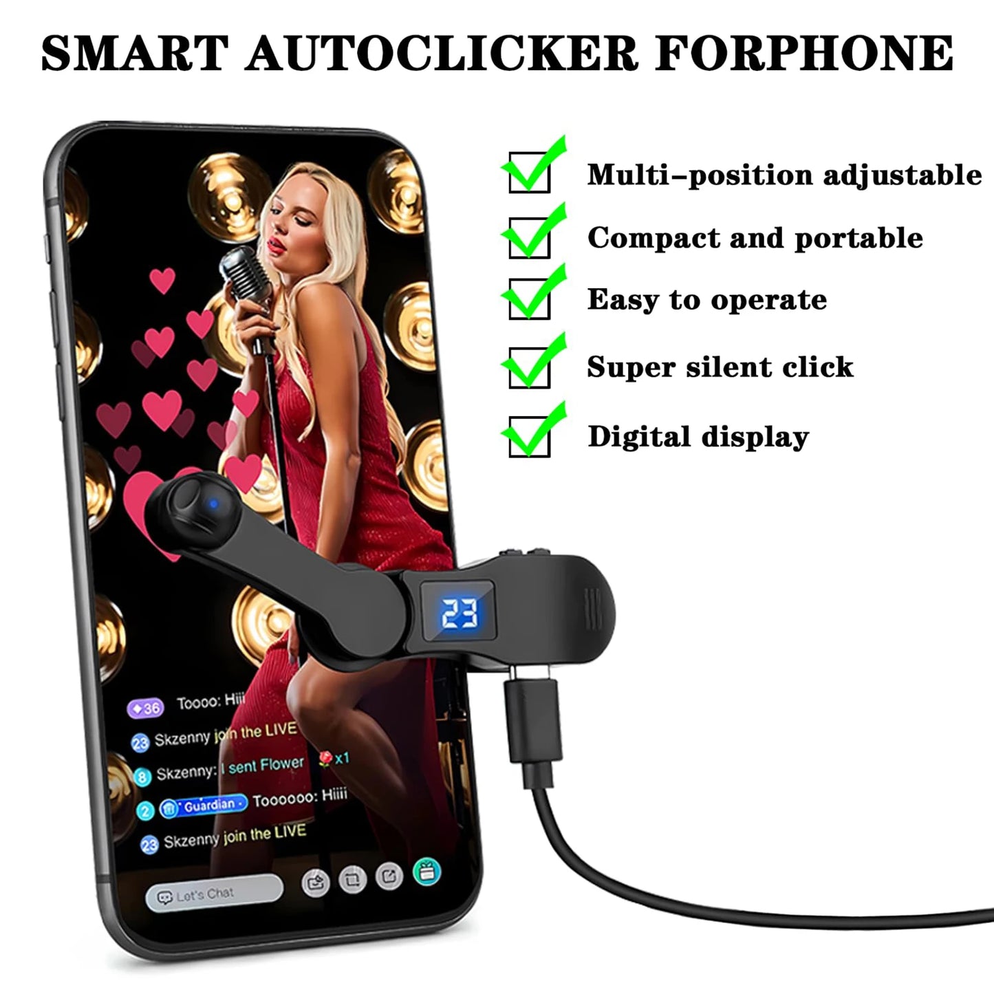 Digital Auto Screen Clicker Game Screen Touch Tripods Tapper USB Phone Screen Device for Smart Phone Gaming Shopping Giving Like