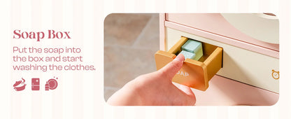 Robotime Robud Kids Corner Kitchen Playset Wooden Play Kitchen Set with Realistic Sound Pretend Play Gift for Boys Girls Pink