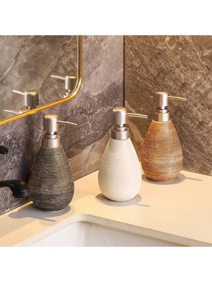 Creative Retro Style Ceramic Push-Type Soap Dispenser With Pump,  Hand Soap Bottle, Suitable For Bathrooms Kitchens And Toilets