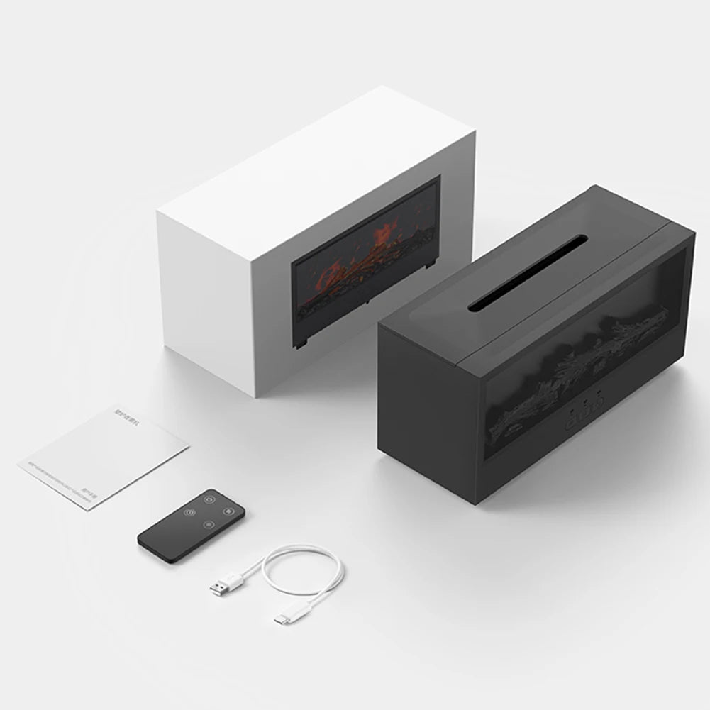 Fireplace Air Humidifier Dynamic Flame Essential Oil Diffuser 150ml Aromatherapy Diffuser with Timer Cool Mist Humidifier