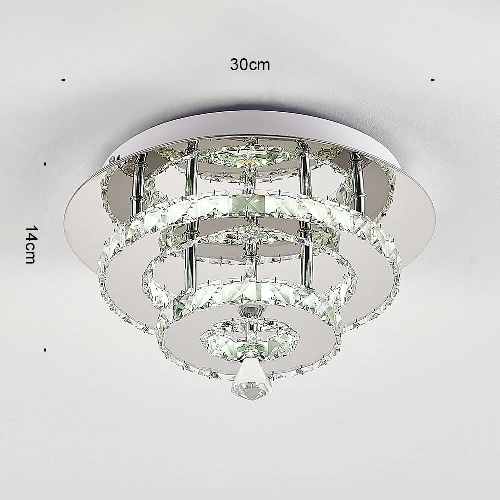 KOMORE Modern Small Crystal LED Ceiling Light, Square / Round for Office, Living Room, Bedroom, Kitchen, Hallway