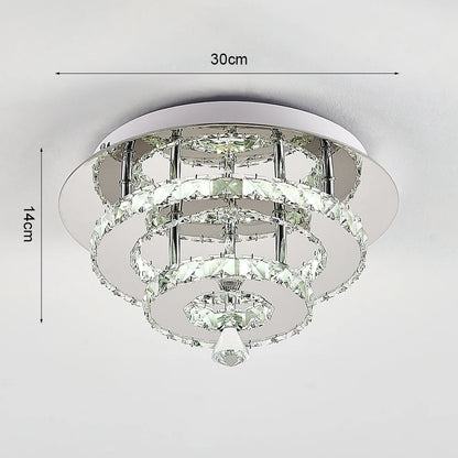 KOMORE Modern Small Crystal LED Ceiling Light, Square / Round for Office, Living Room, Bedroom, Kitchen, Hallway
