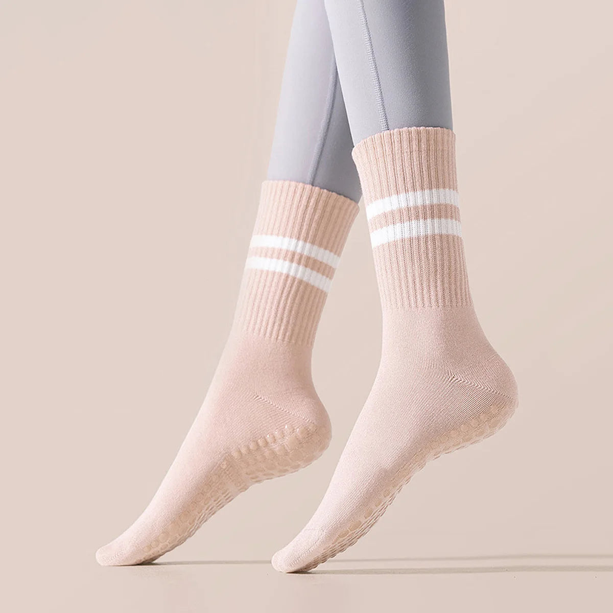 3 Pairs Long Yoga Socks with Grip for Women Anti Skid Gripper Socks No Slip Socks for Pilates, Barre, Dance,Yoga